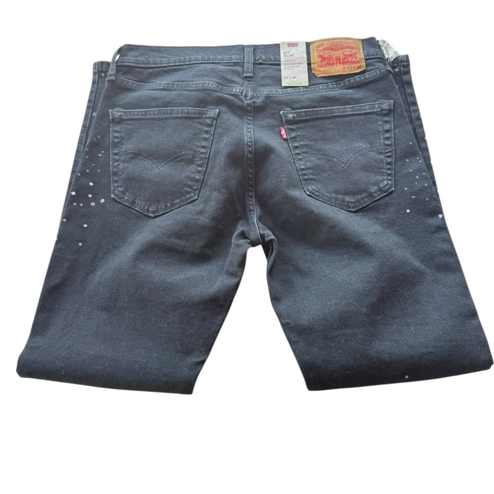 Levi struss.  Levi's Black Slim Straight Jeans with Modern Texture